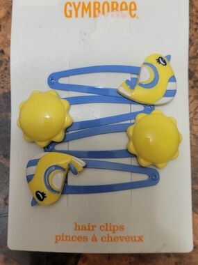 Gymboree Blue & Yellow Bird and Sun Snap Hair Clips Nwt